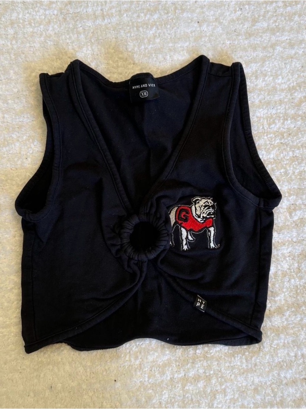 Hype and Vice Black Bulldog Ring-Front Tank Top
